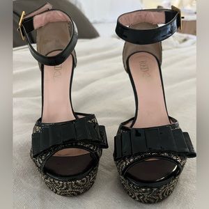 RED by Valentino metallic glitter platform heels — size 38.5